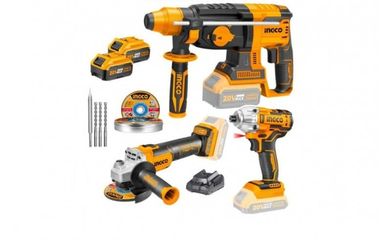 Combo: Martillo 20v SDS, amoladora 20v, Atornillador de impacto 20v, dos baterías de 4 AH, REGALO 10 Discos amoladora